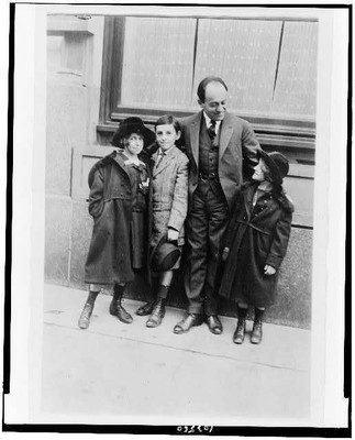 Ernest Bloch,1880-1959,with three children,Swiss-born American composer