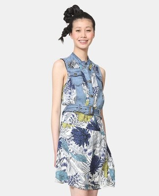 

Женское платье Desigual Delaware с джинсовым жилетом, синее,  лет, Light denim