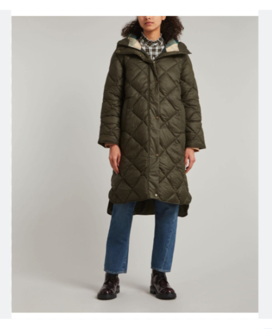 BARBOUR BARBOUR SANDYFORD QUILTED LONGLINE COAT MSRP$480 WARM + ATTRACTIVE + PRACTICAL