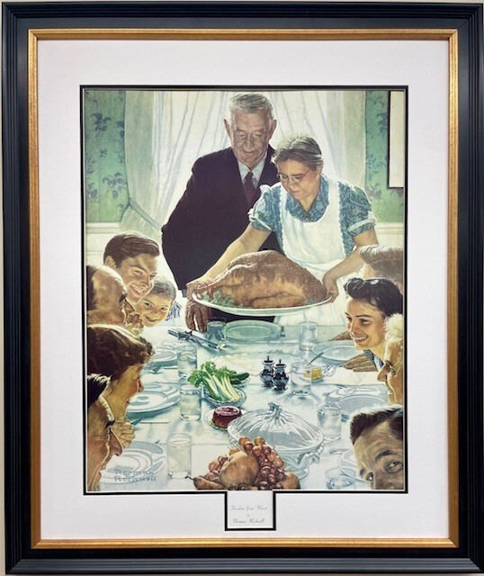 Norman Rockwell "Freedom From Want" Framed Plate Signed Collotype- NEW!