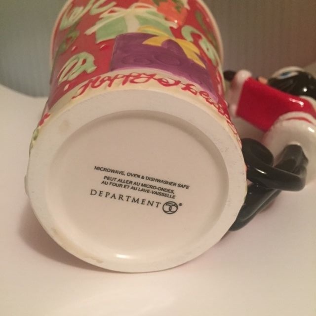 RARE Department Dept 56 HAPPY HOLIDAYS Christmas Cat Mug Coffee Cup - HTF