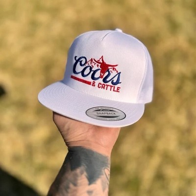 COORS AND CATTLE COUNTRY WESTERN SNAPBACK CAP HAT NEW WHITE UNISEX ADULT NEW