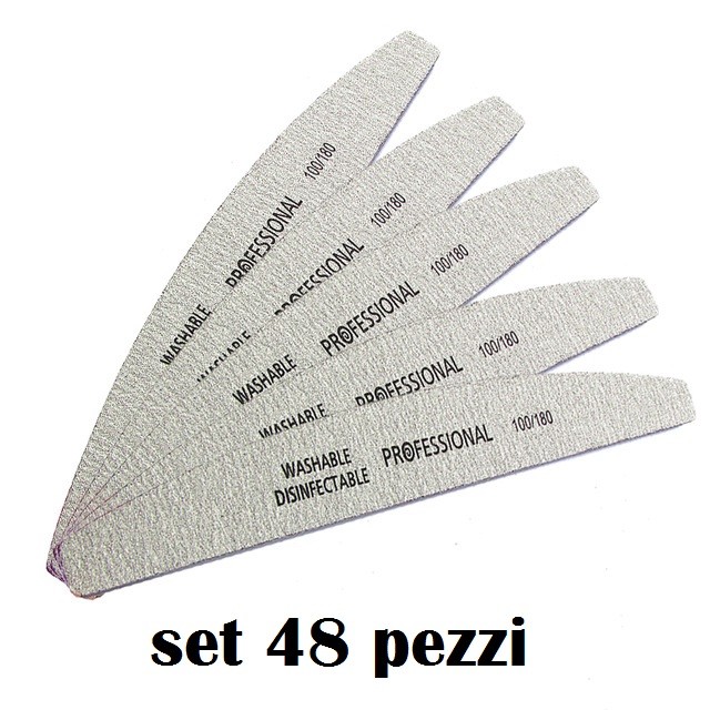 48 Lime Mezza Luna Bilaterale Grana 100/180 Per Ricostruzione Unghie Nail dfh
