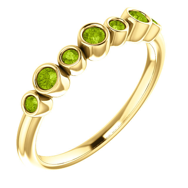 Genuine Peridot Bezel Set Ring In 14K Yellow Gold eBay
