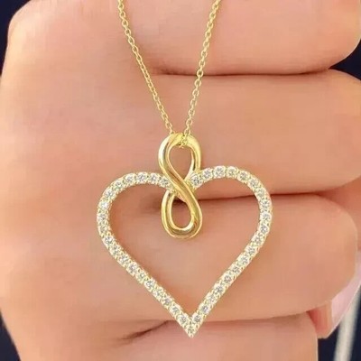 2.20Ct Round Lab Created Diamond Women's Heart Pendant 14K Yellow Gold Plated