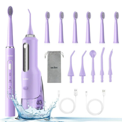 SEJOY Sonic Electric Toothbrush and Water Dental Flosser Oral Teeth Cleaner Set 