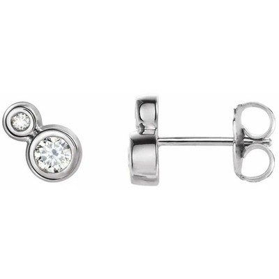 JADiamonds Platinum 5 mm Natural White Sapphire & 1/8 CTW Diamond Earrings