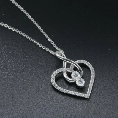 2.00 Ct Round Lab-Created Diamond Women's Heart Pendant 14k White Gold Finish