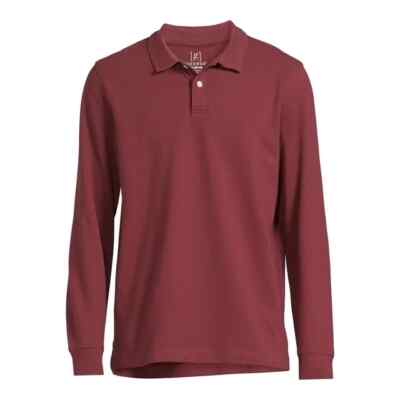 George Men's SIZE XL 46-48 Pique Polo Shirt with Long Sleeves Varsity Wine NWT