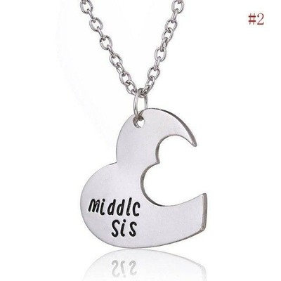3 Part Divided Heart Sisters Pendant Necklace