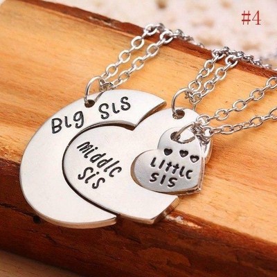 3 Part Divided Heart Sisters Pendant Necklace