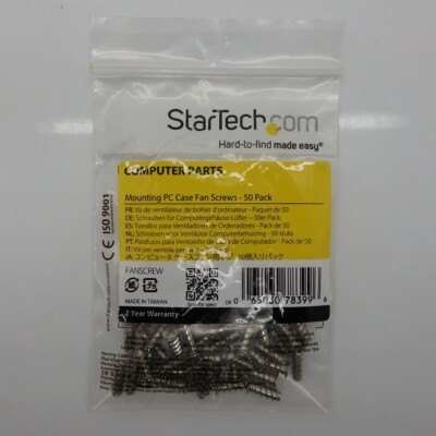 Pack of 50 StarTech 0.5'' x 0.3'' Mounting PC Case Fan Screws FANSCREW