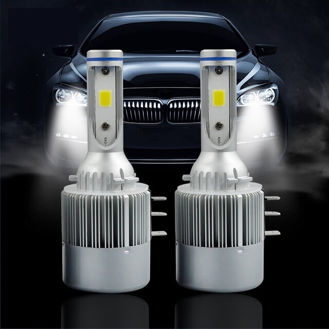 COPPIA LAMPADE AUTO MOTO C6 H15 LED 7600L 72W 6000K BIANCO FREDDO FARI LAMPADINE