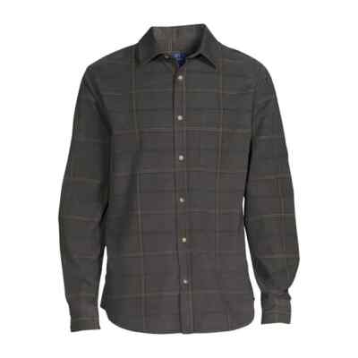 George Men's Corduroy Shirt with Long Sleeves, Charcoal Sky Plaid Size 2XL(50-52