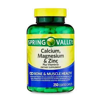 Spring Valley Calcium, Magnesium Zinc Plus Vitamin D3 Coated Caplets, 250 Count