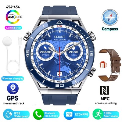 Ultimate Smart Watch Men Bluetooth Call Compass NFC 100+ Sports GPS Tracker New