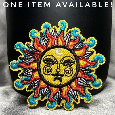 Blue Yellow Orange Sun Flame Patch Gothic Gift Christmas Halloween