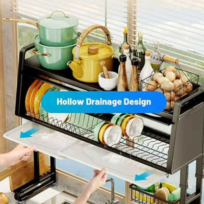 3-Tier Over The Sink Dish Drying Rack Stainless Steel Drainer Kitchen Organizer