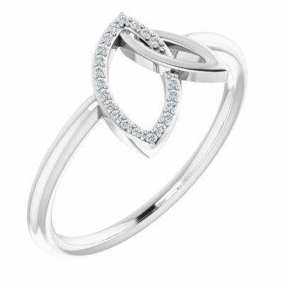 JADiamonds Diamond Double Leaf Ring In 14K White Gold (.05 ct. tw.)