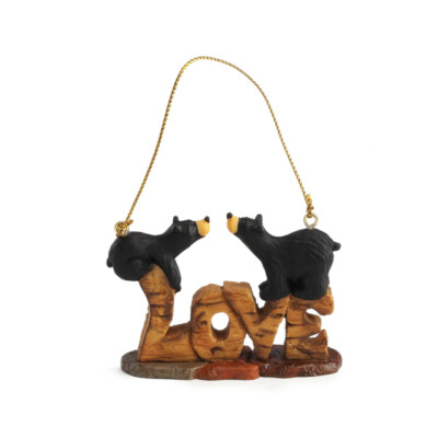 Big Sky Carvers Bearfoots LOVE Ornament Resin Black bear