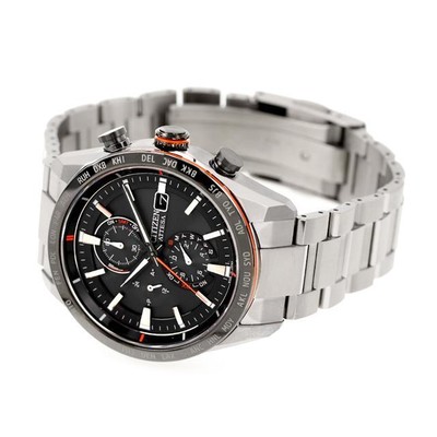 Pre-owned Citizen Attesa Eco-drive At8189-61e Solar Radio Men Watch Titanium In Box