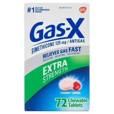 Gas-X Extra Strength Chewable Gas Relieving Tablets with Simethicone 125mg 72 Ct