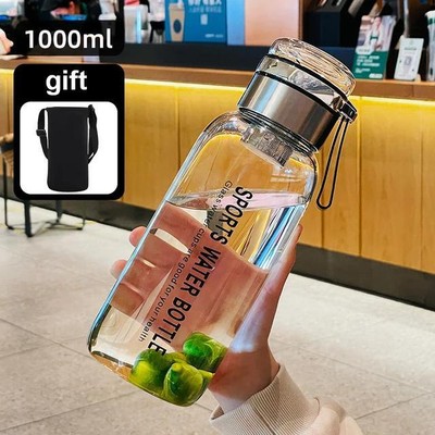 2l Large Capacity Glass Water Bottle Transparent Milk Juice Cup Outdoor Portable