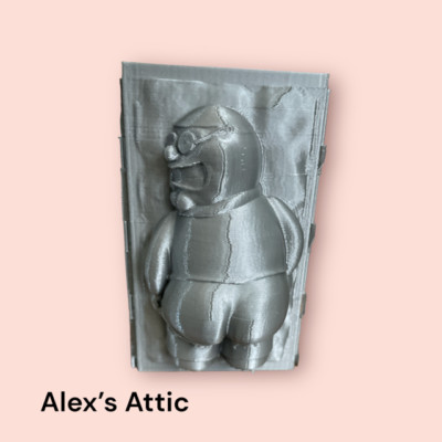3D Printed Peter Griffin in carbonite statue about 3.75 inches tall