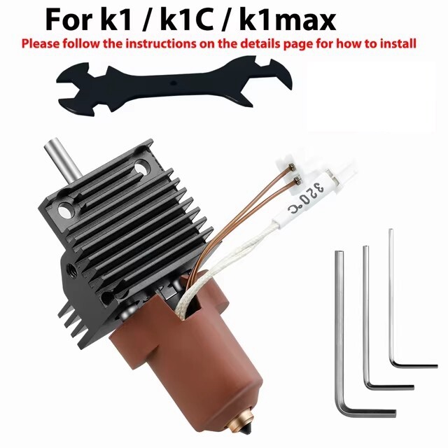 3D Printers for Creality K1/K1C/K1 Max Hotend Kit Extruder Radiator 0.4mm Nozzle