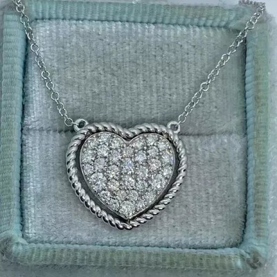 1.20Ct Round Lab Created Diamond Heart Pendant 14K White Gold Plated Silver