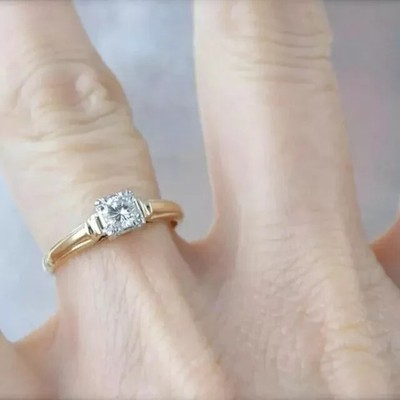 Round Lab-Created Diamond Women's Engagement Ring 14K Yellow Gold Plated