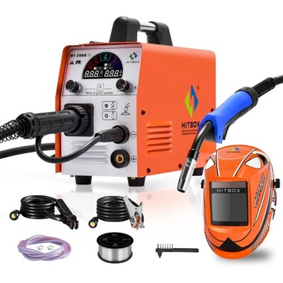 4in1 MIG Welder 200A 110V 220V Inverter Gas MMA TIG MIG Welding Machine W/Helmet