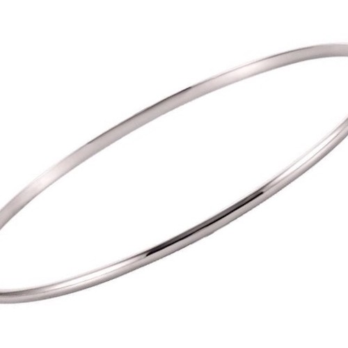 Pre-owned Roxx Fine Jewelry Bangle Bracelet 2mm 14k White Gold Polished 7.5" Slip On 1/8" Wide Stackable