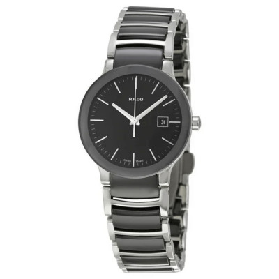 Rado Centrix Black Dial Two-Tone Ceramic SS Quartz Ladies Watch R30935162