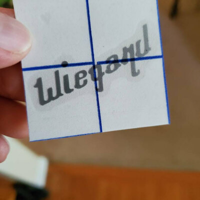 Fibson Style Lettering Headstock Decal. Customize to Your Brand. Metallic Vinyl