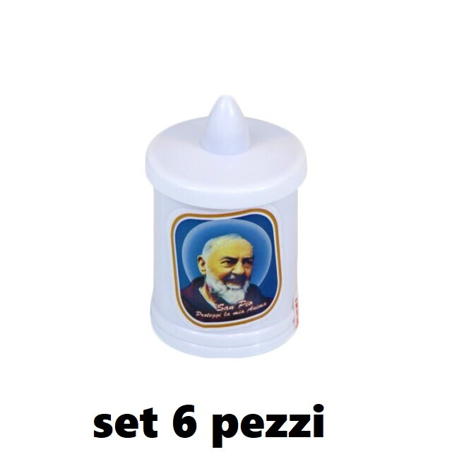 6 Pezzi Lumini Led a Batteria Bianchi Per Preghiera Defunti Voto Religioso dfh