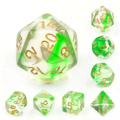 Green Ripples Nebula 7-Dice Set