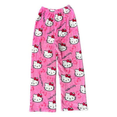 Soft Pink Hello Kitty Women Pajama Pants Kawaii Plush Sanrio Japan USA Seller