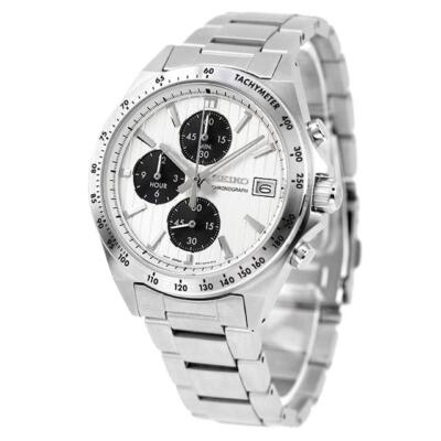 Pre-owned Seiko Selection Men Watch Sbtr039 Silver Dial Chronograph Stainless Steel Quartz
