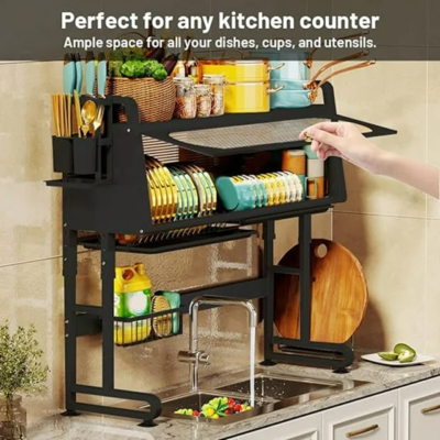 3-Tier Over The Sink Dish Drying Rack Stainless Steel Drainer Kitchen Organizer