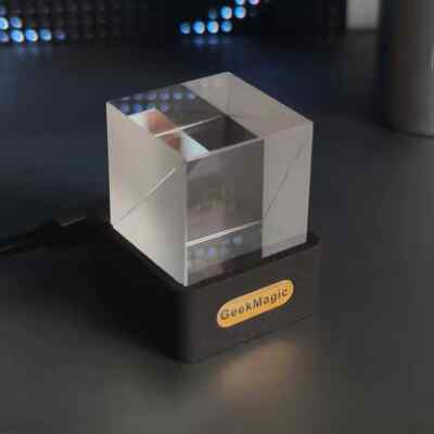 Holographic Crystal Cube Smart Weather Station Wifi Digital Clock GIFTV Album