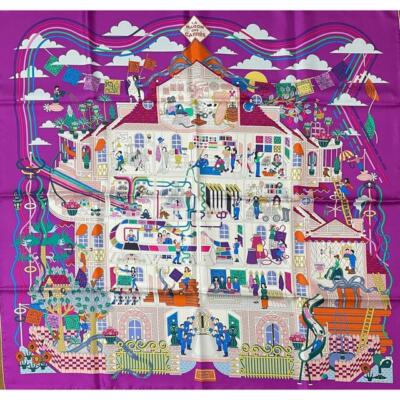 送料込♪【HERMES】ツイリー LA MAISON DES CARRES AND DRESS Hermès La Maison des Carrés and Dress Code Silk Twilly Pair