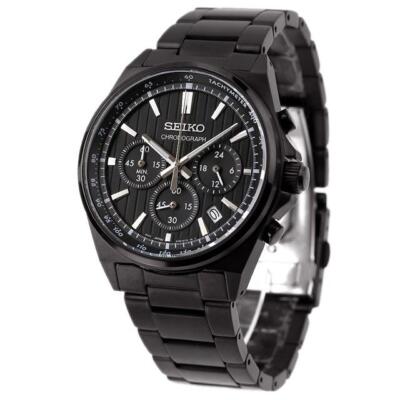 Pre-owned Seiko Selection Men Watch Sbtr037 Black Chronograph Stainless Steel Quartz