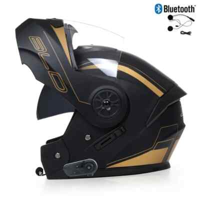 Motorcycle Helmet With Bluetooth Headset Modular Flip Up Full Face Helmets DOT