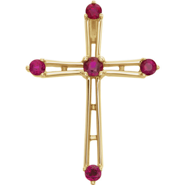 Ruby Cross Pendant In 14K Yellow Gold | eBay