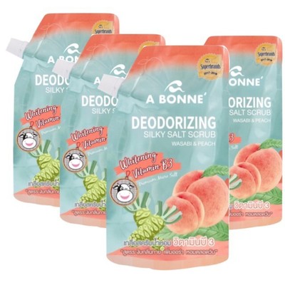 4X350G A BONNE Deodorizing Salt Scrub Whitening Skin Body Bath Spa Exfoliator