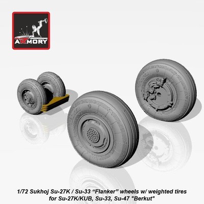 Armory AR AW72034 Scale 1/72 Sukhoj Su27K / Su33 Flanker wheels w/weighted tires