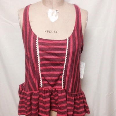 Lucky Brand Women's Striped Coastline Tank Top Swim Cover Up COR  NWT