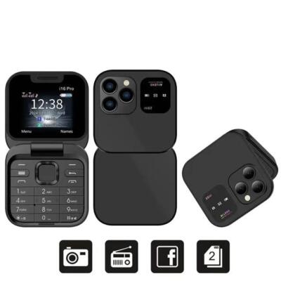 NEW Mini Fold Mobile Phone 2024 , 2 SIM Card Speed Dial Video Flip Foldable Cell