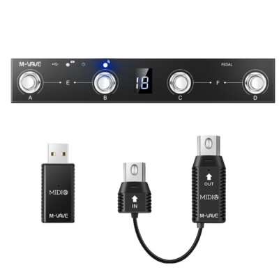 Rechargeable Bluetooth Wireless MIDI Controller MIDI Foot Pedal + MIDI Adapter